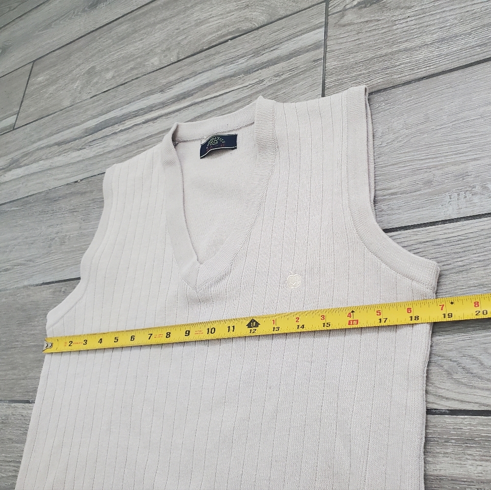 men' cream beige tan basic classic sleeveless V-neck ribbed vest M • bundle of 2 - Picture 2 of 8